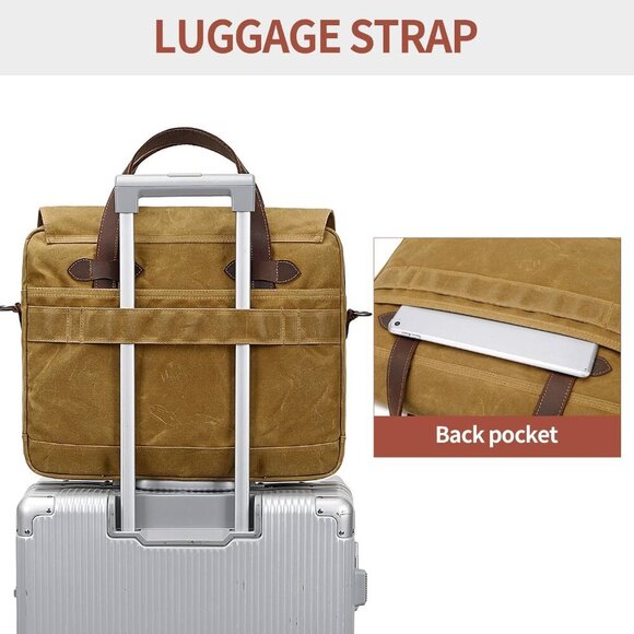 Laptop Bag for Men 15.6 Inch Messenger Bag Water-resistant Waxed Canvas Laptop B - Picture 6 of 6